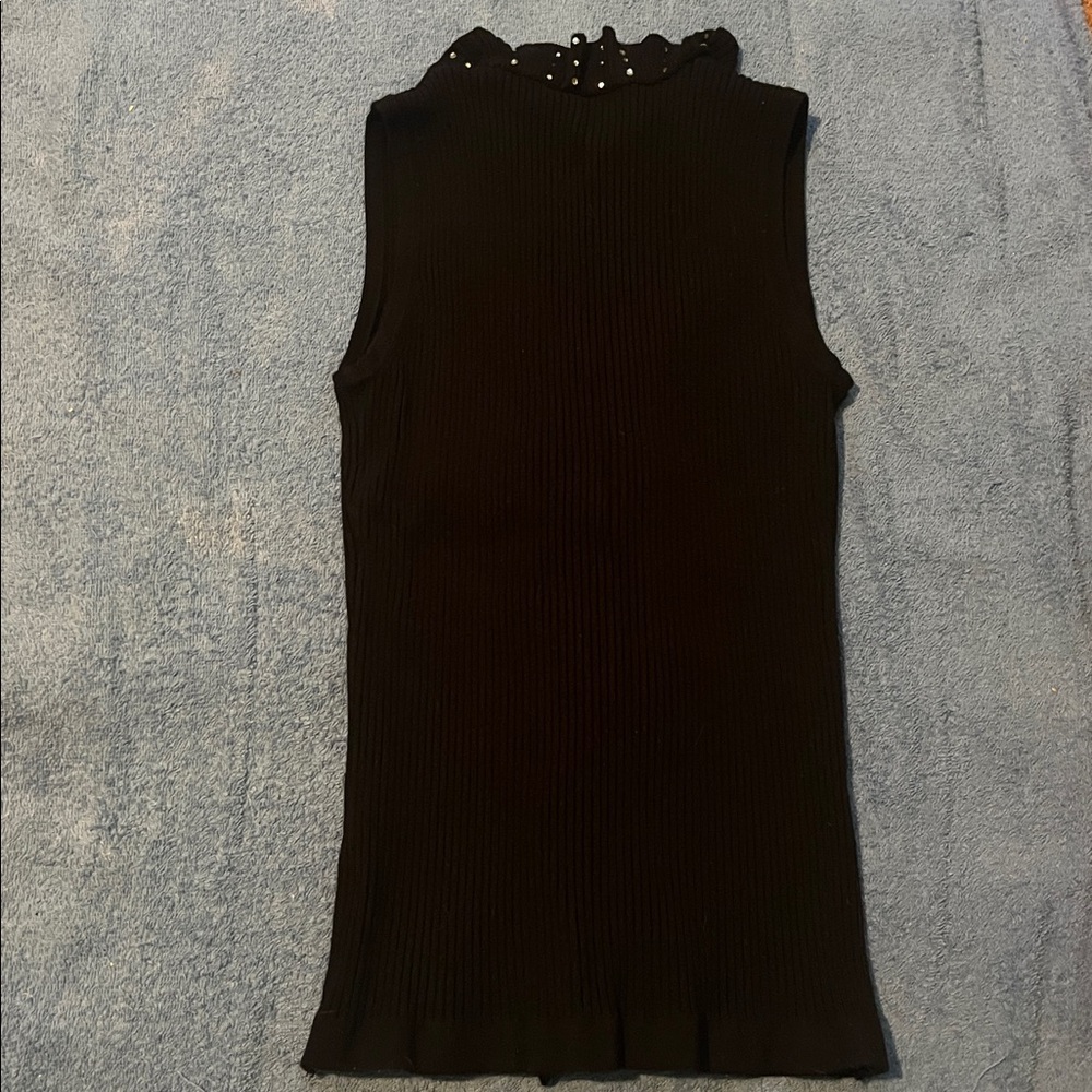 Belldini Black Sleeveless Blouse with Ruffle and Studs - Picture 6 of 6